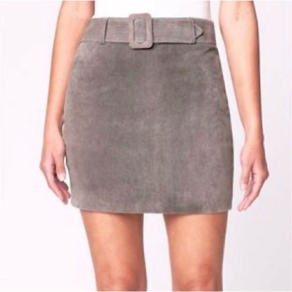 Blank NYC 100% Leather Belted Suede Mini Skirt Size 27